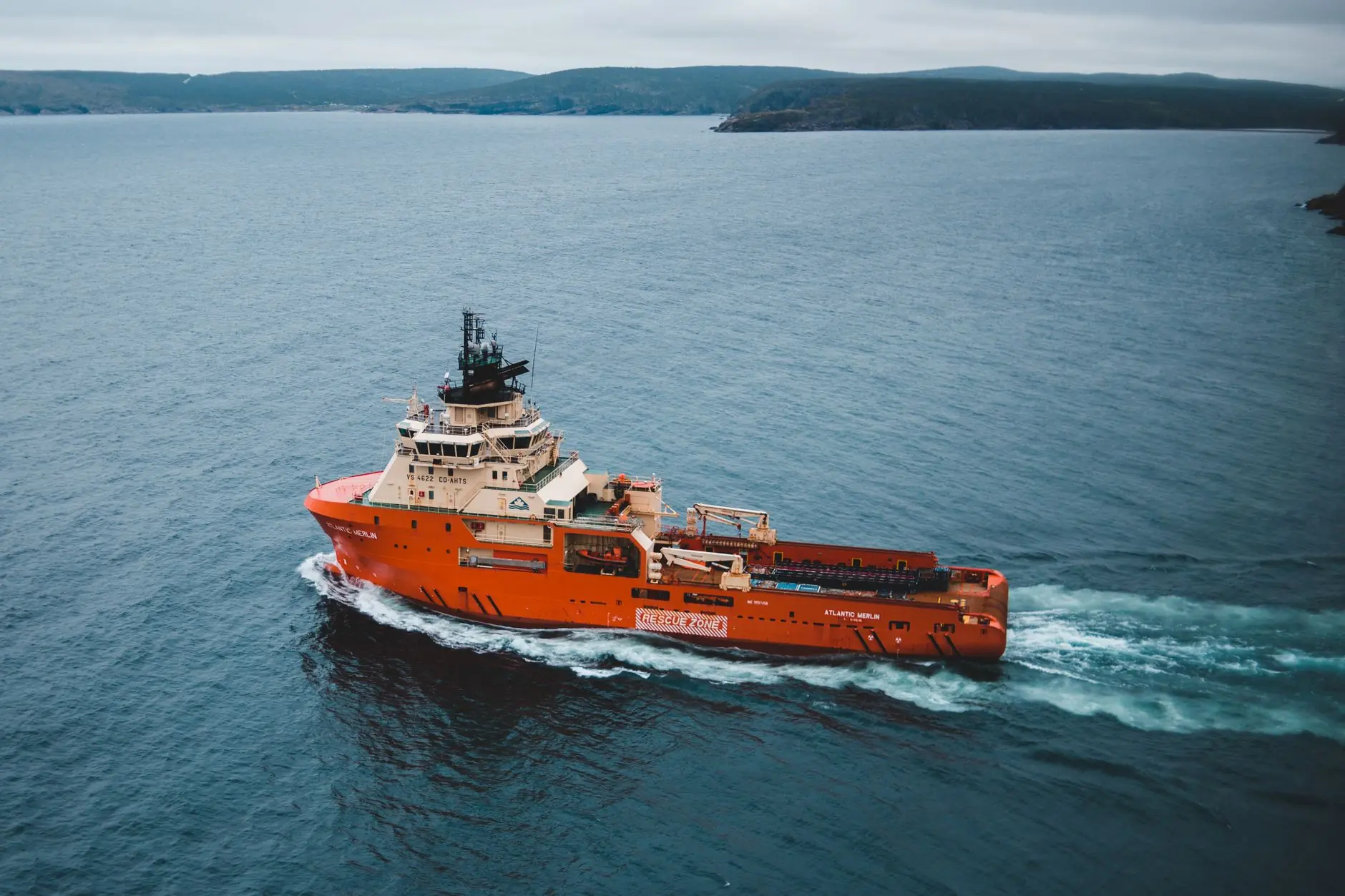 Offshore supply vessel under way