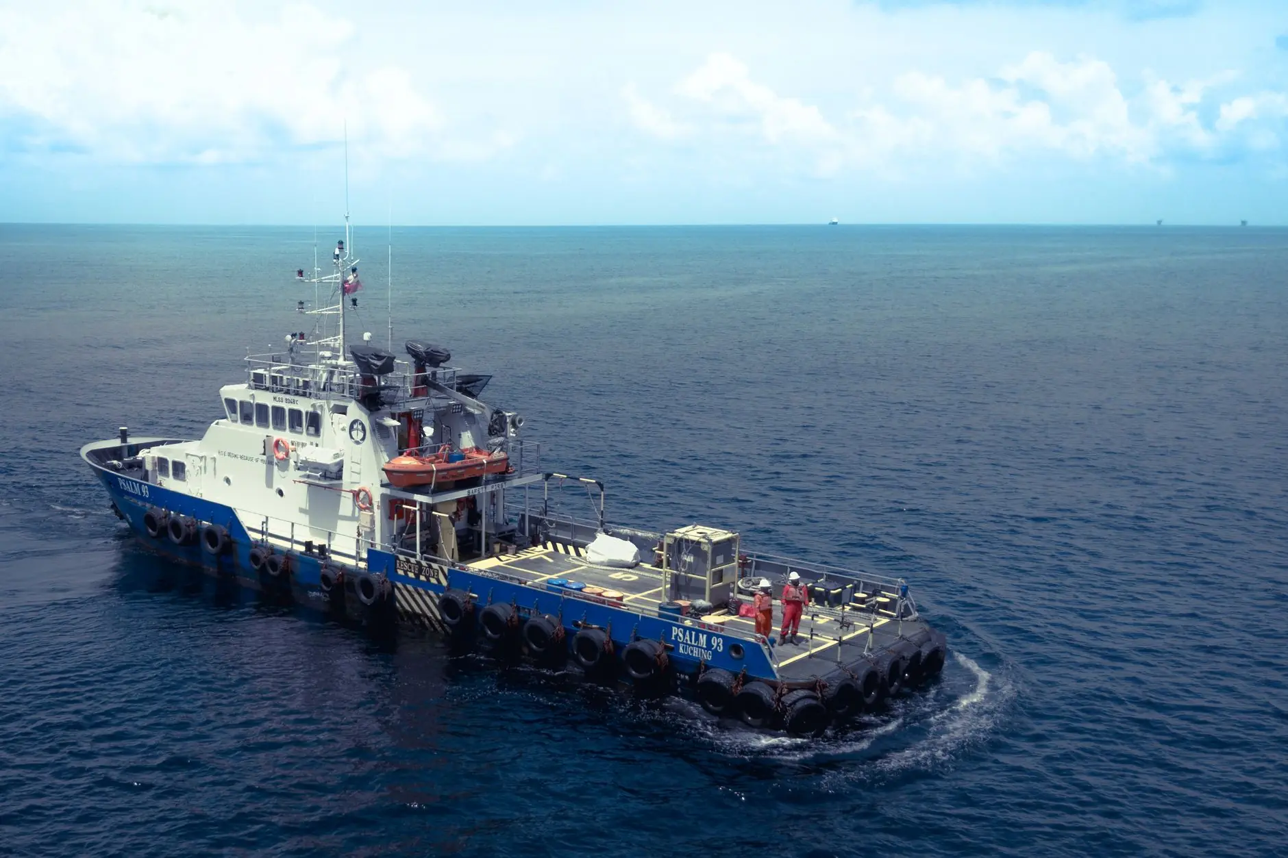Offshore support vessel at sea
